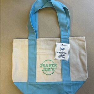 Blue and Cream Mini Canvas Tote Bag